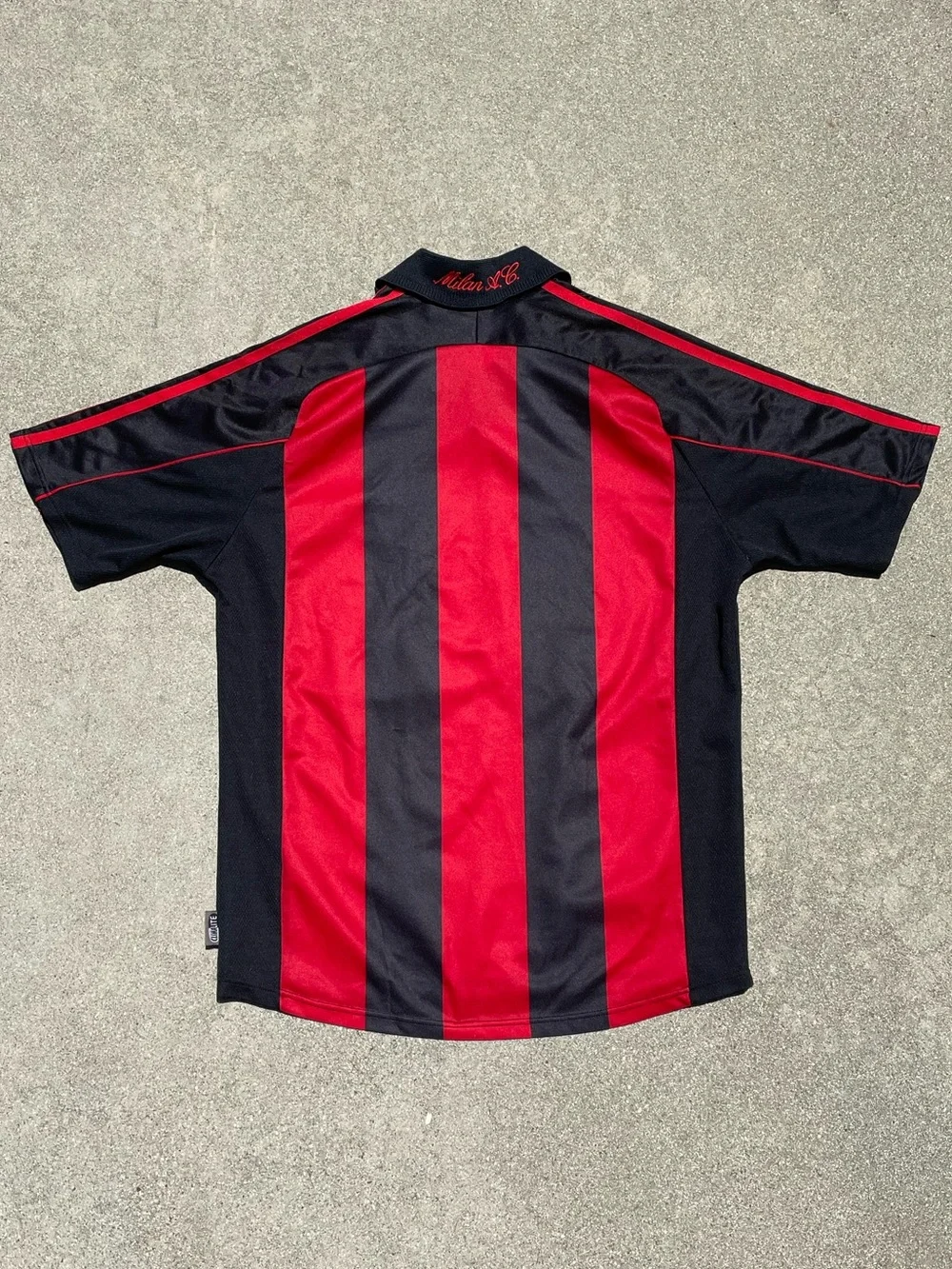 Vtg Adidas AC Milan 90s Y2K ACM Opel Futbol Soccer Black/Red Striped Size M